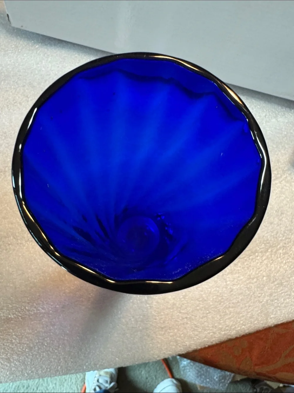 Vintage Cobalt Blue Flared Trumpet Shape Vase